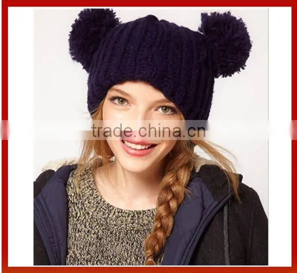 Women Knit Hat With Ears/Wholesale Cat Ear Beanie Crochet Braided Knit/Best Selling Cute Earflap Hand Made Woman Knitted Hats