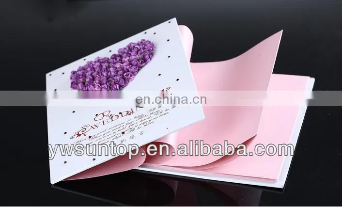 2015 cheap Novel heart design with rose decoration wedding guest book