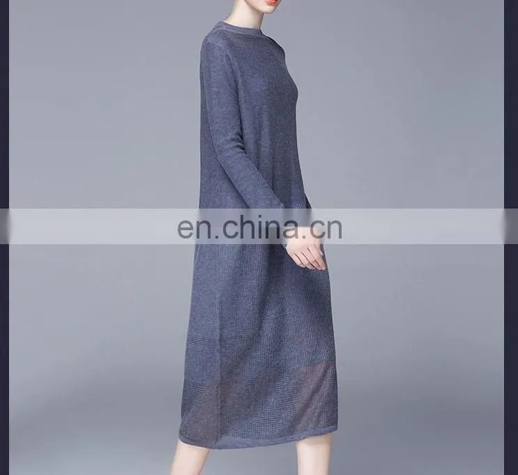 2016 China Clothing Factory customize fashion simple chiffon lady knit dress
