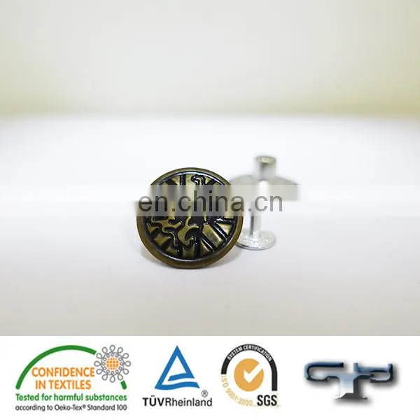 Custom color metal jeans button shank jeans botones