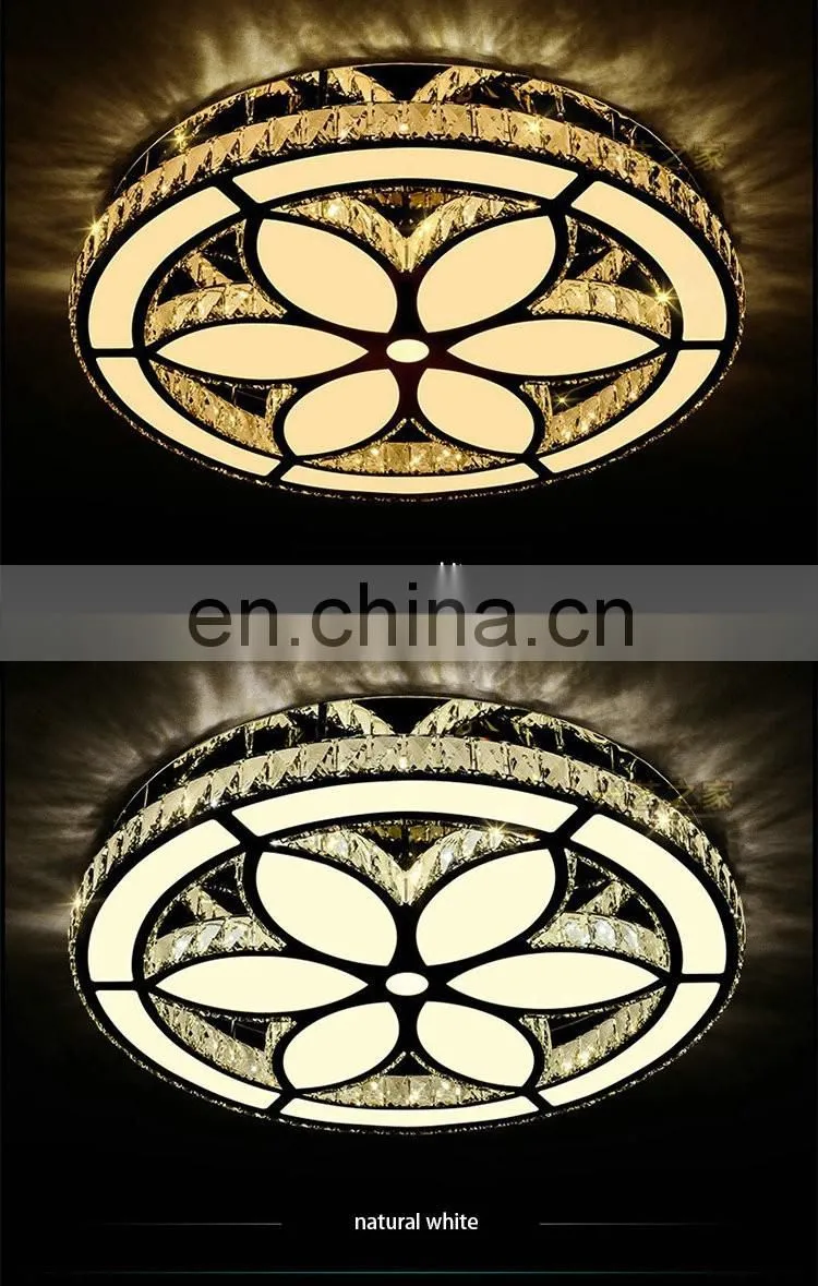 3 color change modern LED ceiling light crystal round flower shape ceiling lamps
