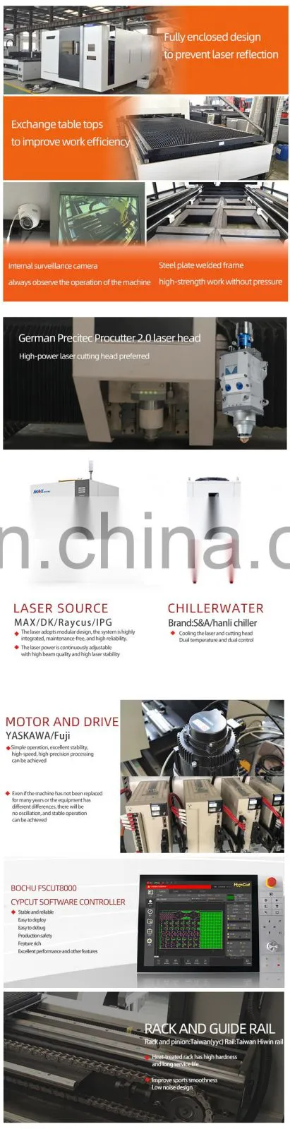 Best service Fiber laser metal cutting machine 2000w Raycus laser power