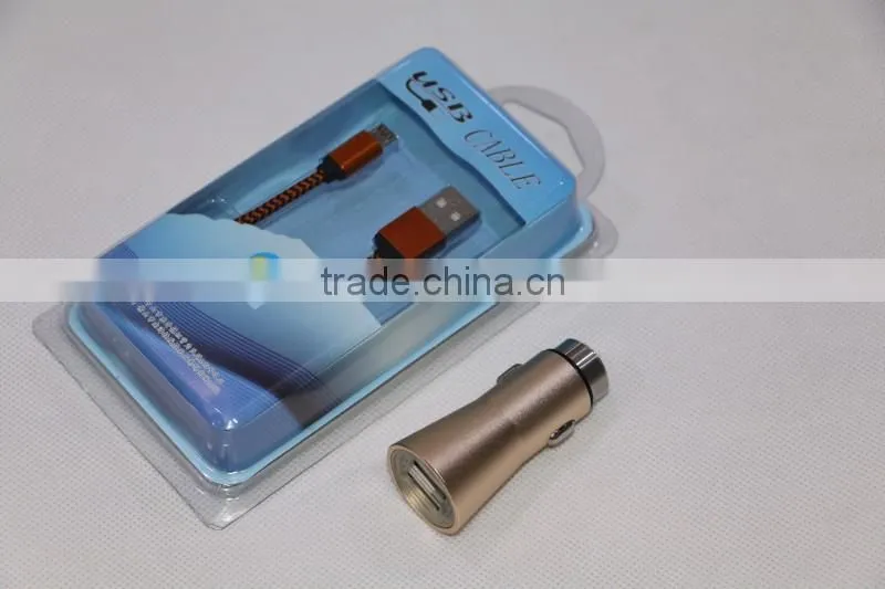 High quality with blister box OEM customized car charger 12V metal casing auto charger