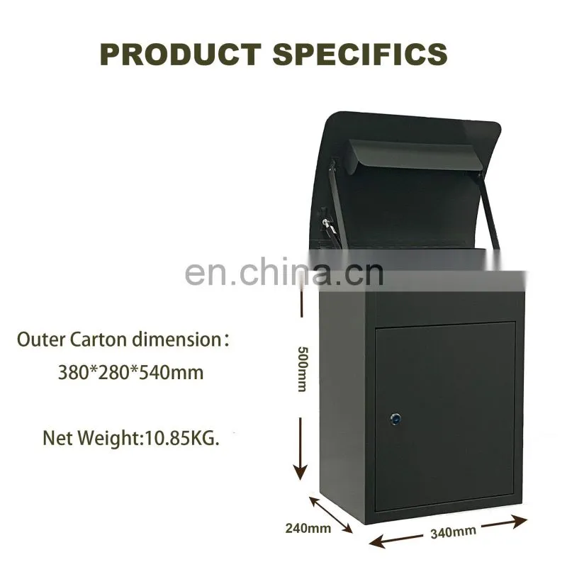 Wall Mount Locking Drop Box Steel Mailbox Anti-theft Design
