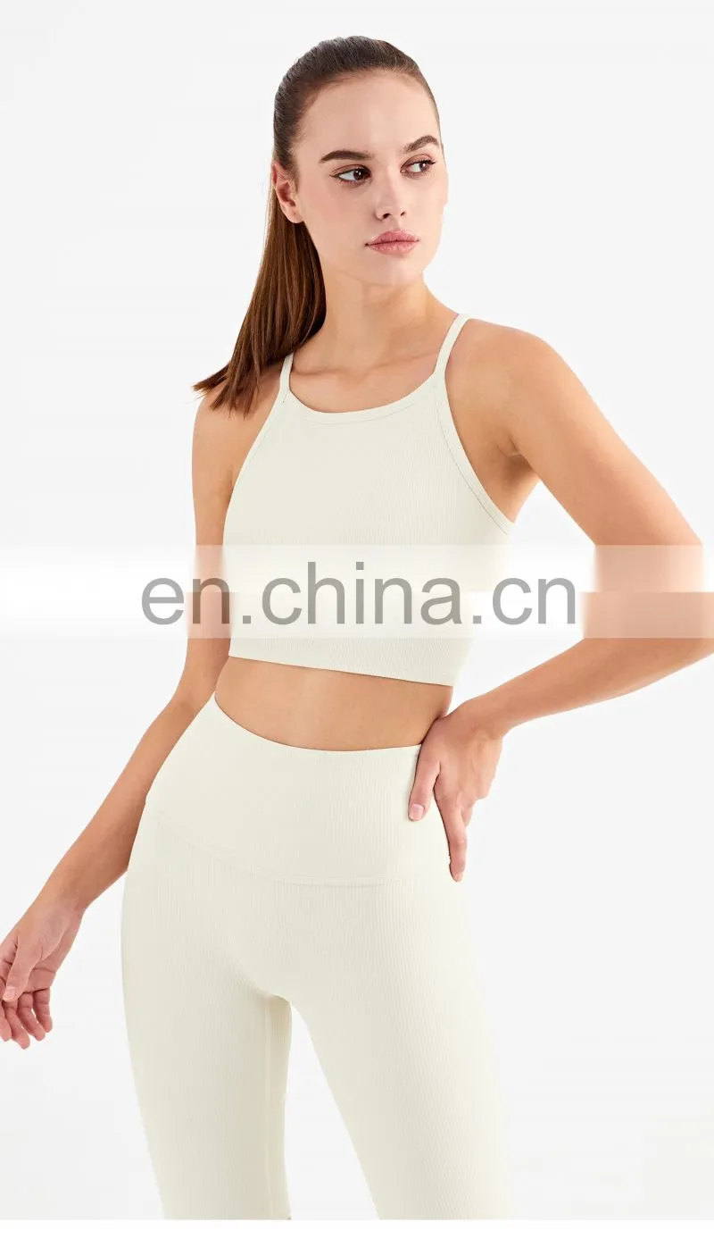 Wholesale New Sports Bra High Neck Support Ribber Clothing Women Active Wear Tops