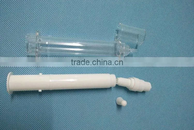Hot Sale 20ml Plastic Airelss Syringe Container for Cream, Syringe cream bottle