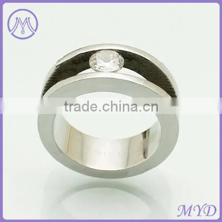 Professional factory Tension settling CZ stone stainless steel finger ring for men