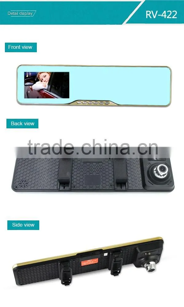Car rearview mirror Universal tachograph with 4.3 inch HD LCD display with one way DVR