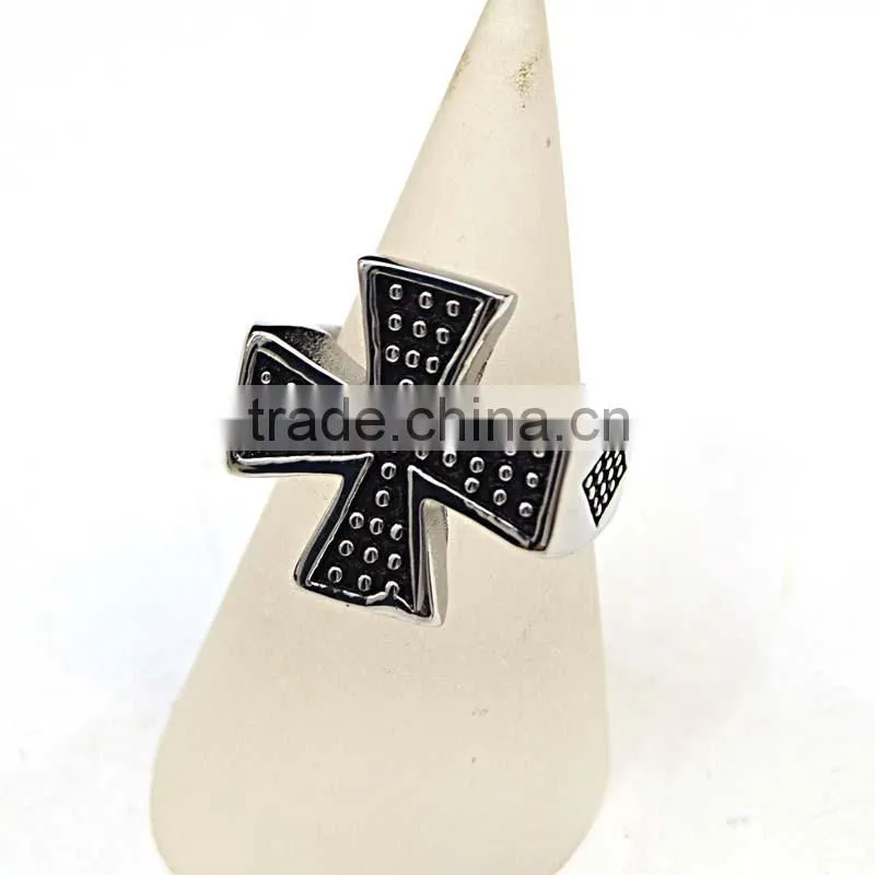 new design cross shape stainless steel mens finger ring