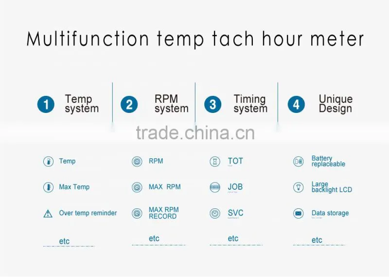 Large LCD Temperature meter Tachometer
