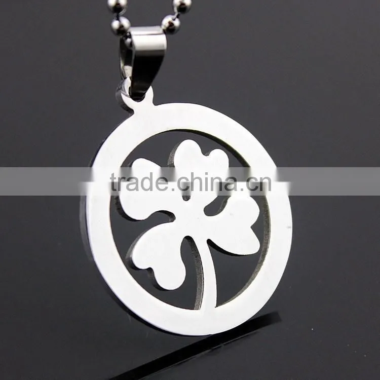 Stainless steel four leaf clover pendants necklace