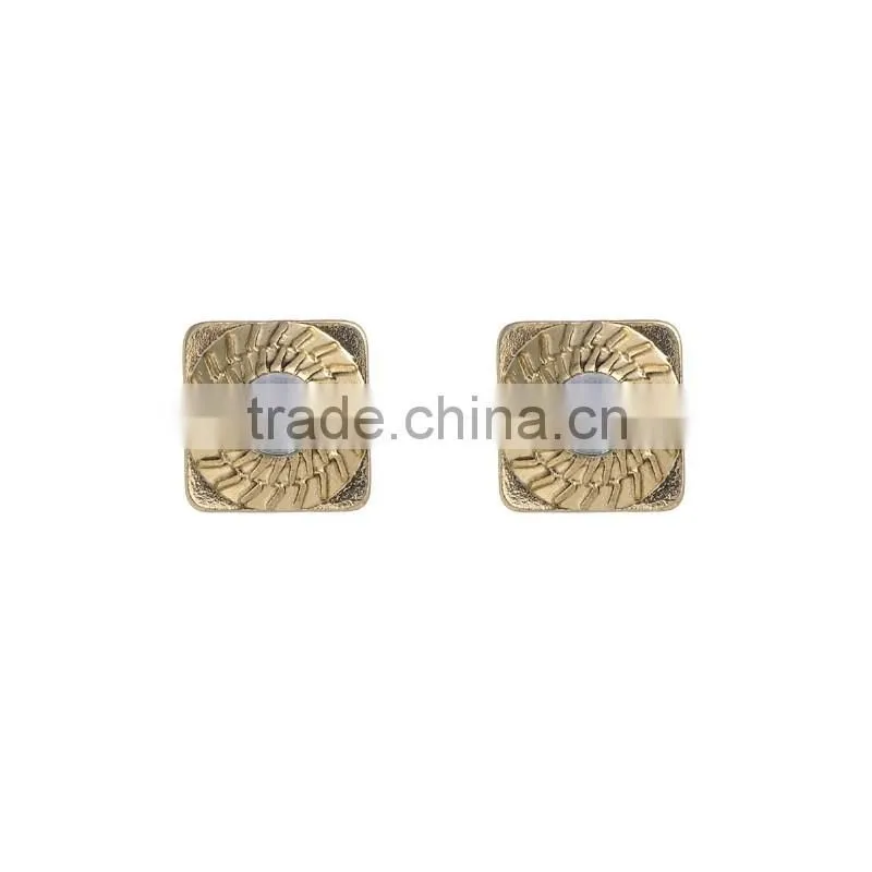 Fashion White Marble Stone Simple Gold Earring Designs for Women
