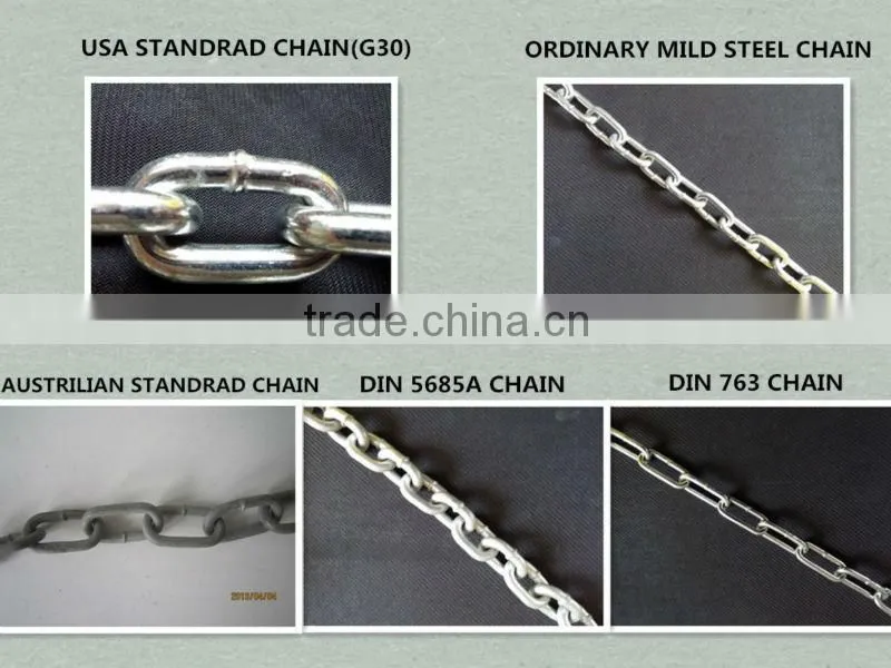 short link welded chain, blue/black plastic spools, zinc plated chain