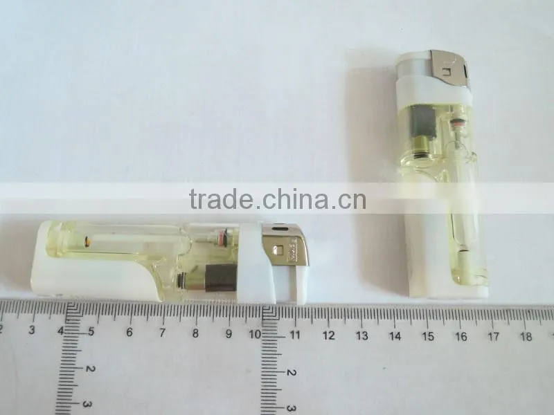plastic refillable electronic gas torch lighter with led flashlight