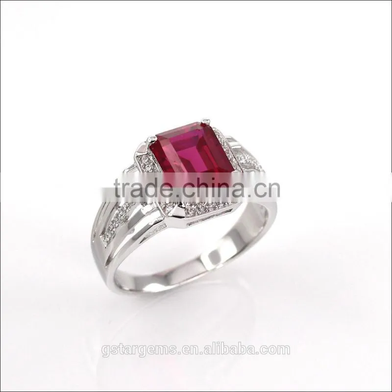 Wholesale synthetic ruby silver 925 man ring fashion 2015