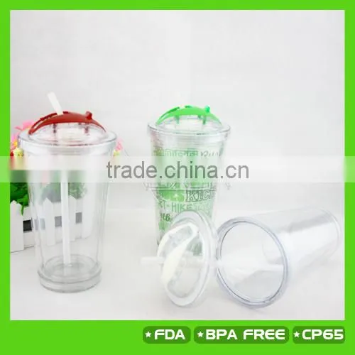 16oz double wall plastic tumbler with dome lid and straw ,NEW PRODUCT