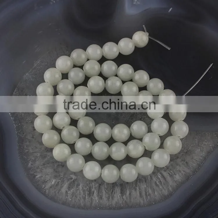 YJ1123-4 Smooth Round grey Jade Stone Beads strand