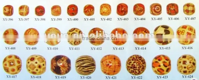 SB0756 Large Hole Macrame Beads, Beads For Hemp, Patterned Wood Beads