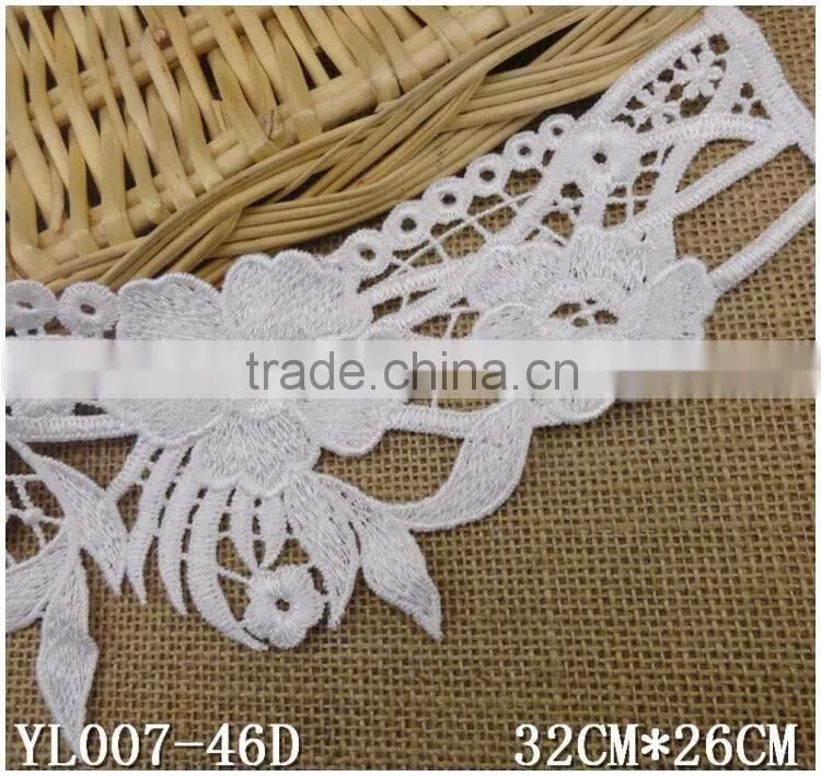 Factory Cheap 32cm*26cm Water Suloble Floral Nylon Big Flower Embroidery DIY Lace Collar Neck Fabric