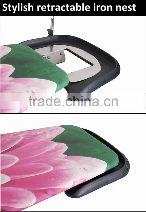 Oval shape adjustable folding mesh top Iron board with wheels