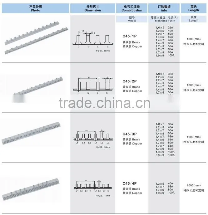 C45 Electric Comb Brass Busbar