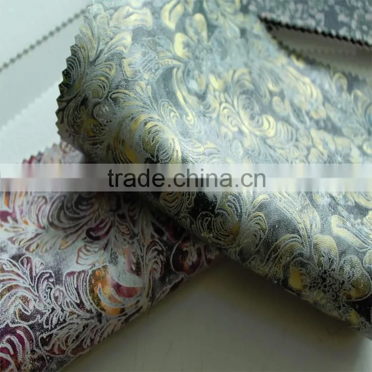 2016 hot sell Multi-color spraying printing pattern pu artificial leather fabrics 100% visco faux leather for bags garment