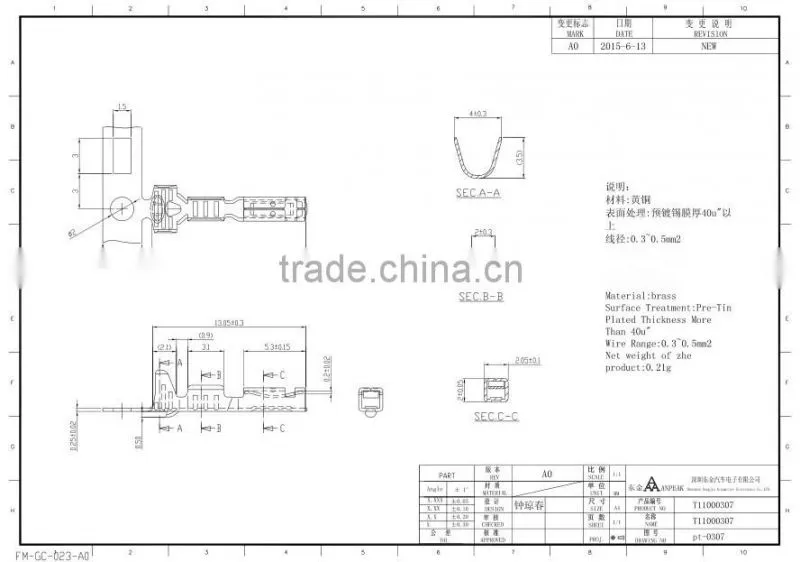 Custom wiring connector with compact size 3pins