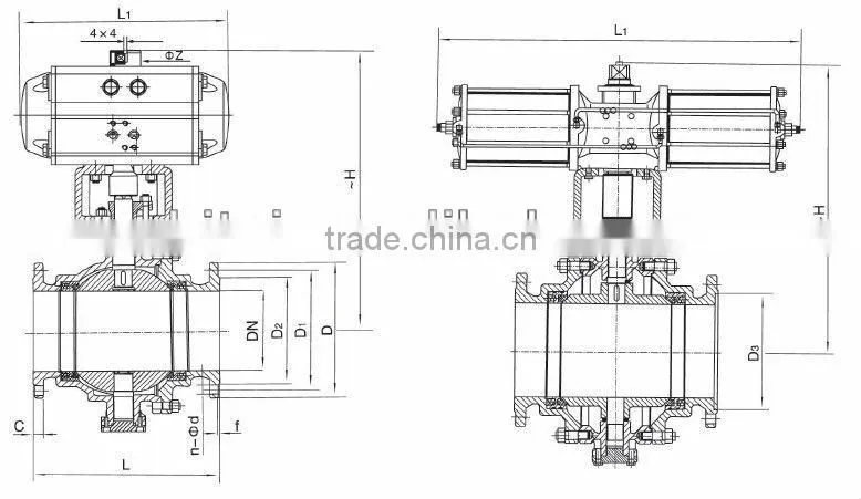 ZTQ647F Pneumatic fixed Type Ball Valve of JIS Standard