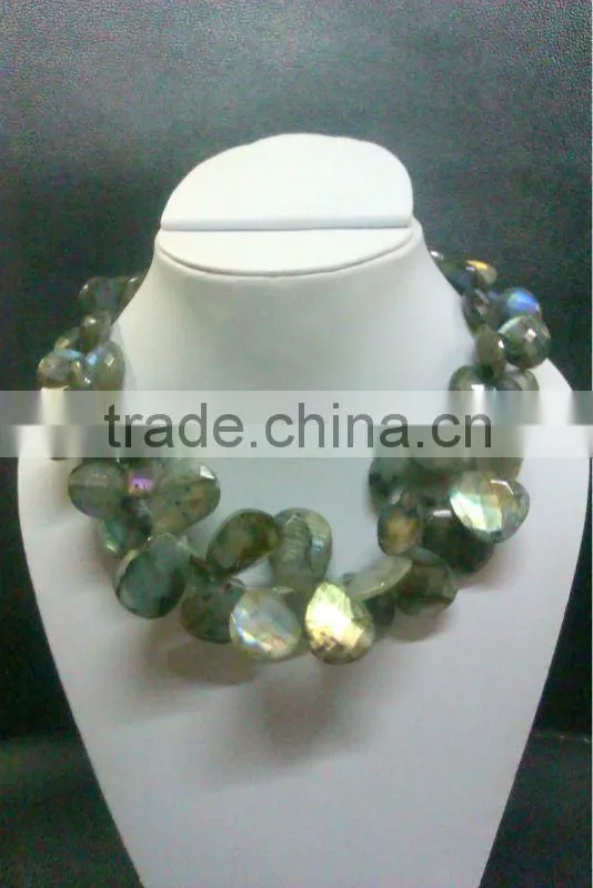 Labradorite Faceted Stone Statement Necklace