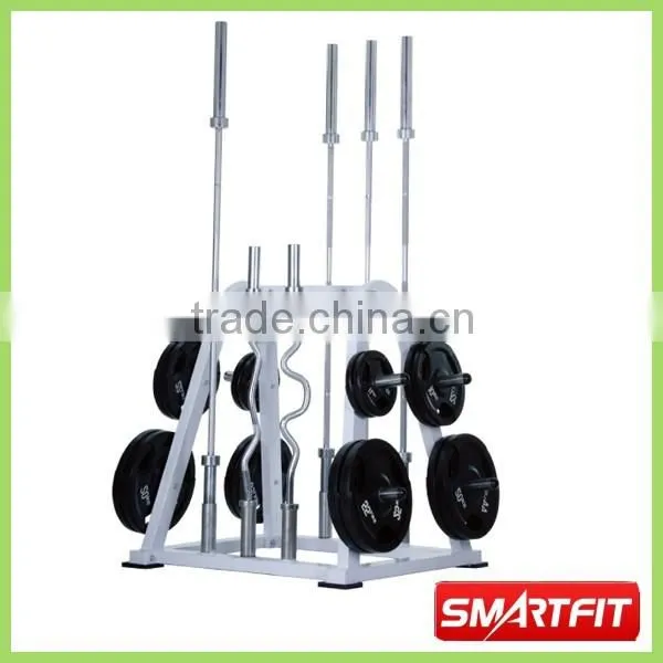 multi Olympic weight plate and bar rack
