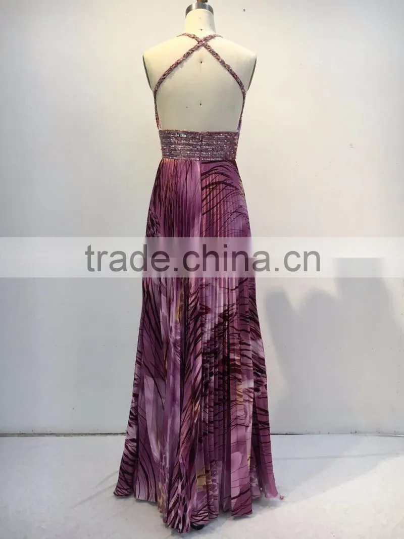 Wholesale Luxury 2016 Halter Neck Evening Dress