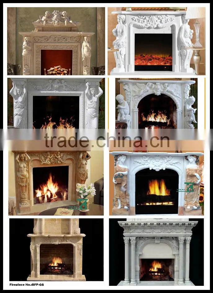 White Antique Hand Made Stone Fireplace Mantel