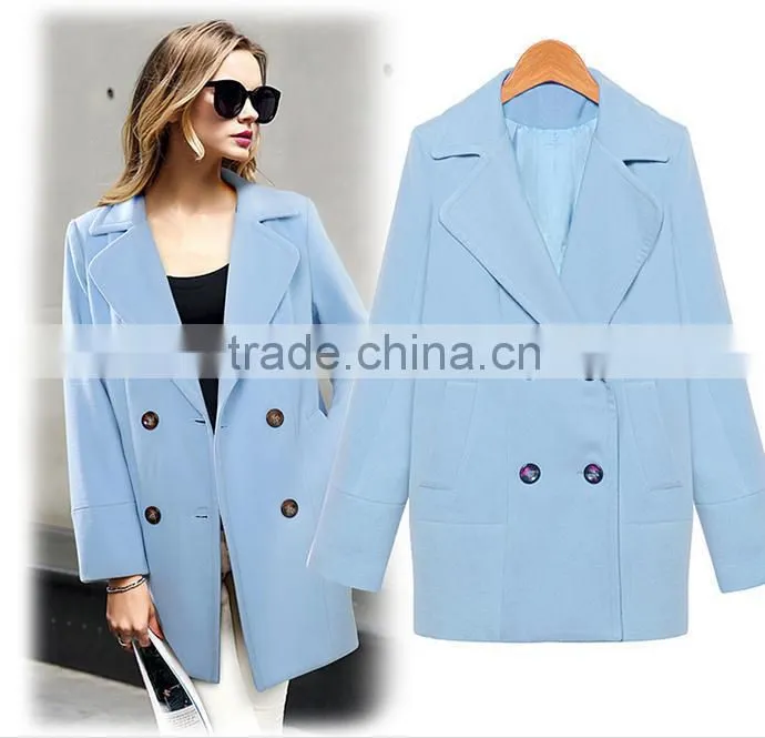Fashion Womens Round Collar One Button Jacket Winter Long Wool Casual Overcoats