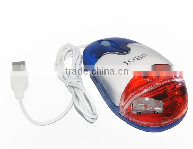 Computer Gift USB wired liquid aqua mouse with light-up LED logo