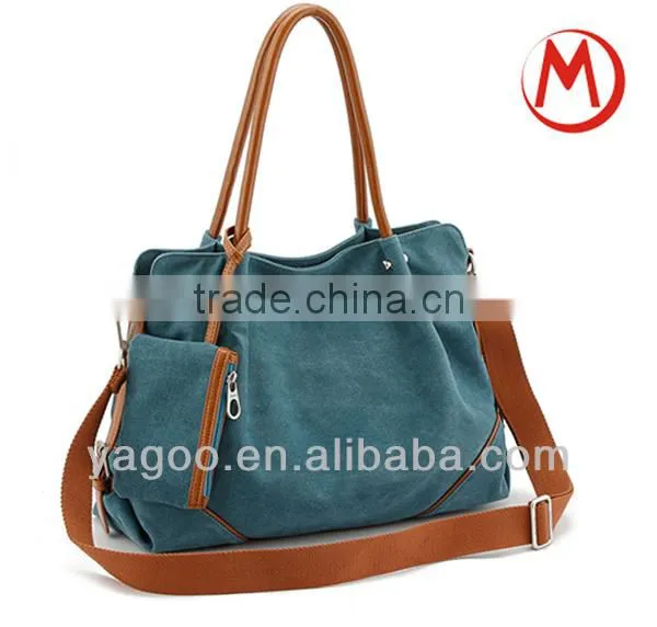 popular canvas material lady shoulder tote bag cross body bag