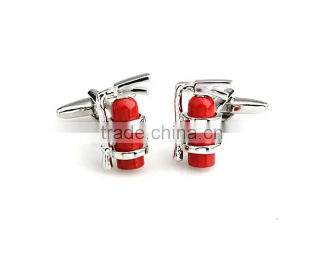 2015 latest fire extinguishe design stainless steel mens cuff links