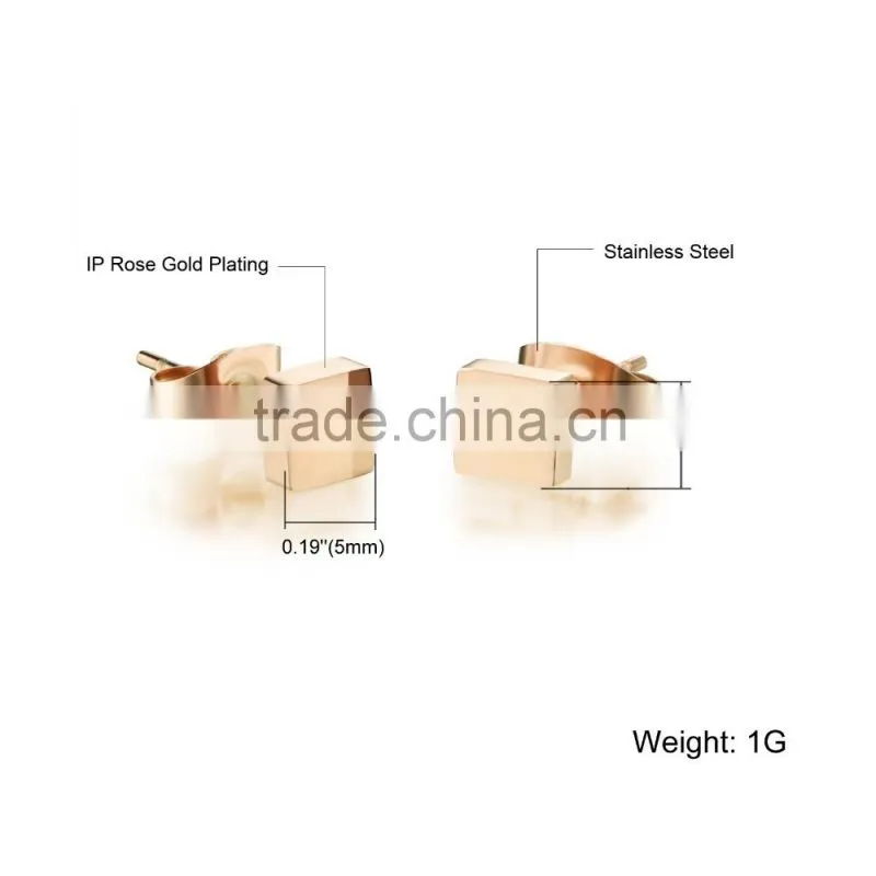 wholesale fashion 316L stainless steel jewelry mini square ladies gold earring designs
