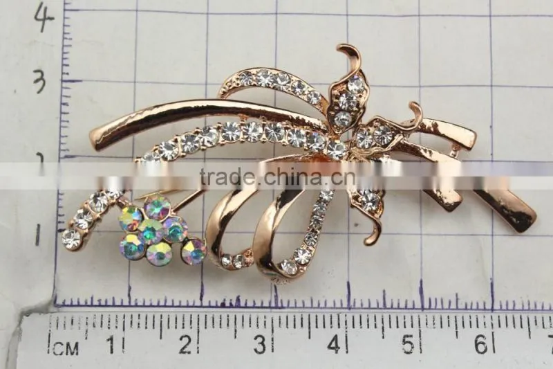 Rhinestone Alloy Metal Brooch,Leaf Brooches And Pins For Wedding Invitation