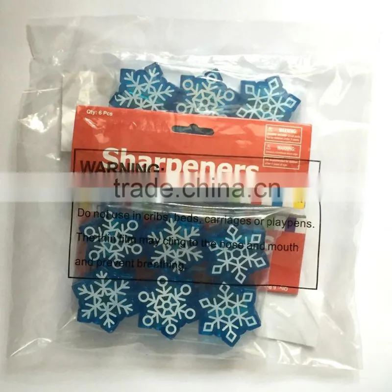 Wholesale Stationery Supplier New Unique Cheap Single Hole Funny Plastic Snowflake Shaped Pencil Sharpeners Factory Direct Sale