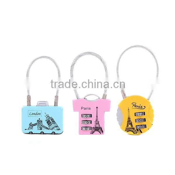 2015 New Design Hot Sale Cute Lock Zinc Alloy Combination Cable Lock