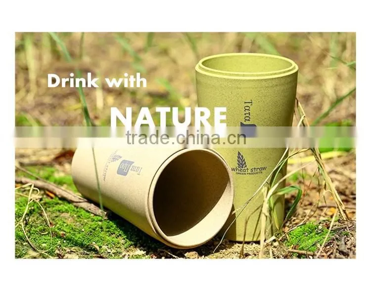 Wheat straw plastic travel tooth brush mug set 280ml+360ml