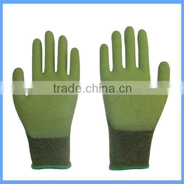 13 Gauge Bamboo Fiber Woven Crinkle Latex Rubber Work Gloves For Self Defense Safety