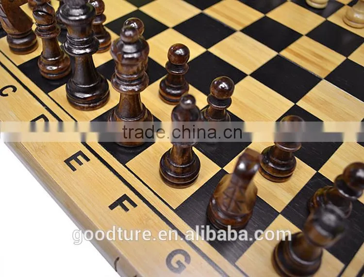 Bamboo Book Shape Folding Chess Set With Wooden Chessmen King Height 6.5cm