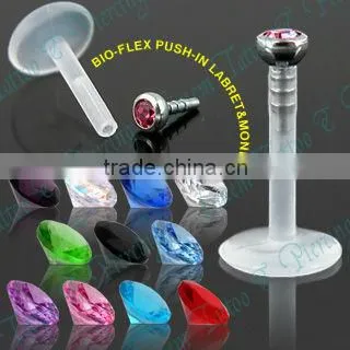 Mixed Color stone BIOPLASTIC MONROE / LIP STUD / TRAGUS / LABRET Ring Ear stud Ear piercing Jewelry