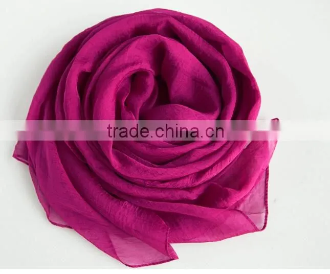 Colourful polyester chiffon long scarf in solid colour