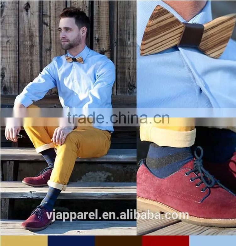 wholesale gift set handmade mens wooden/wood bow tie with denim fabric