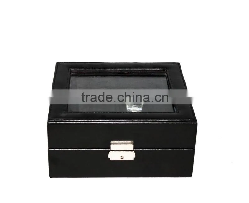 Exquisite Custom Makeing Black Pu Leather Watch Storage Box