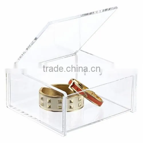 handmade high clear rectangle storage small acrylic box/acrylic cosmetic box/clear acrylic box with dividers with lid
