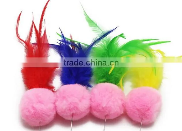 Funny Kitten Cat Toy Mouse On A Rod Teaser Belling Feather Play Pet Dangler Wand