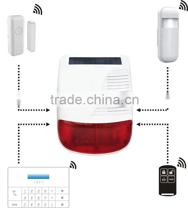 Security alarm siren solar powered work as control panel